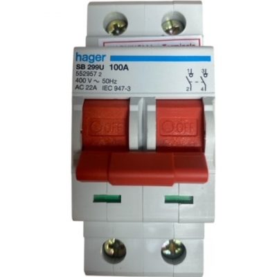 Hager 100a Double Pole Switch Disconnector
