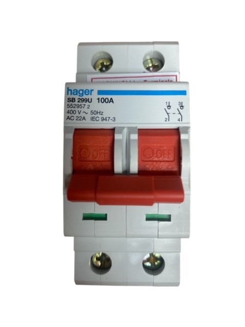 Hager 100a Double Pole Switch Disconnector